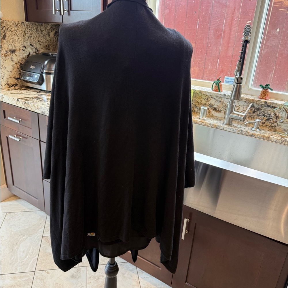Black Open Front Ruana - Picture 2 of 5
